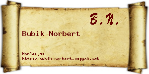 Bubik Norbert névjegykártya